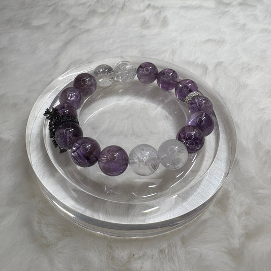 Amethyst Azeztulite × Clear Azeztulite | Emotional Healing Bracelet