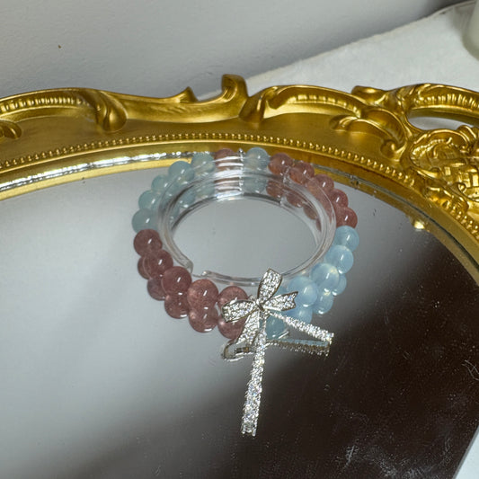Strawberry Quartz × Aquamarine | Emotional Healing Bracelet
