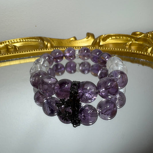 Amethyst Azeztulite × Clear Azeztulite | Emotional Healing Bracelet