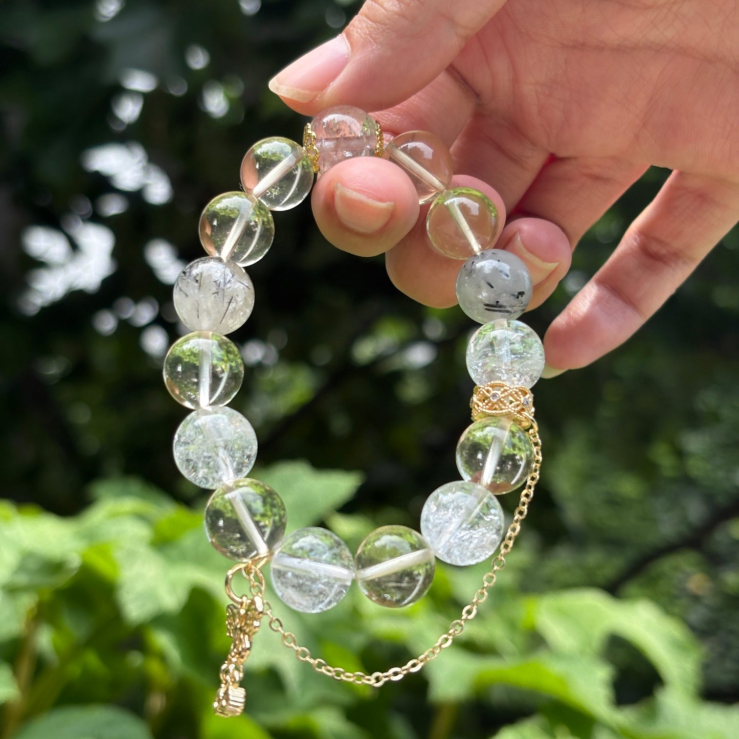 Citrine × White Azeztulite × Black Rutilated Quartz | Power & Ascension Bracelet