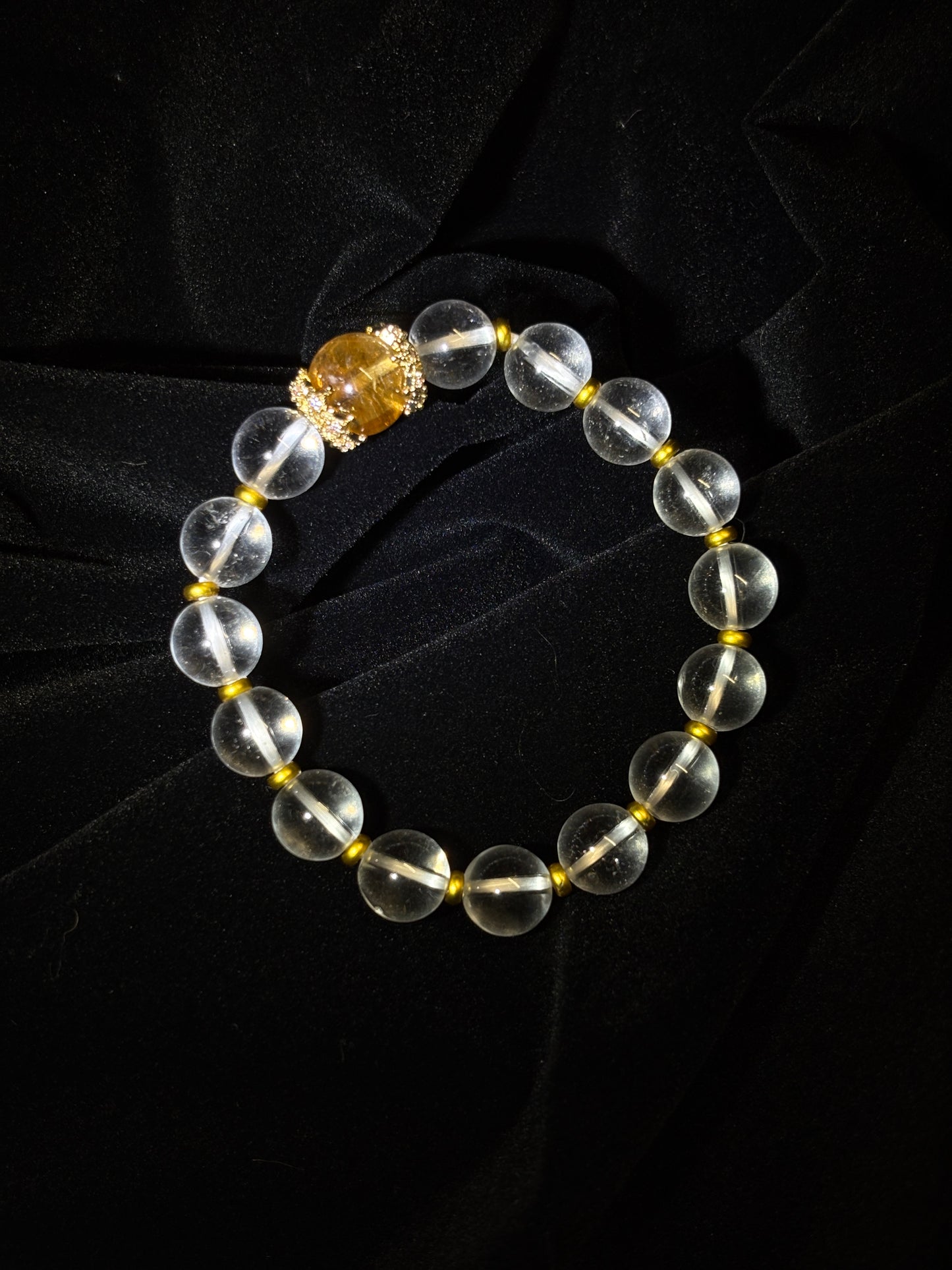 Golden Rutilated Quartz × Clear Quartz | Prosperity & Amplification Bracelet