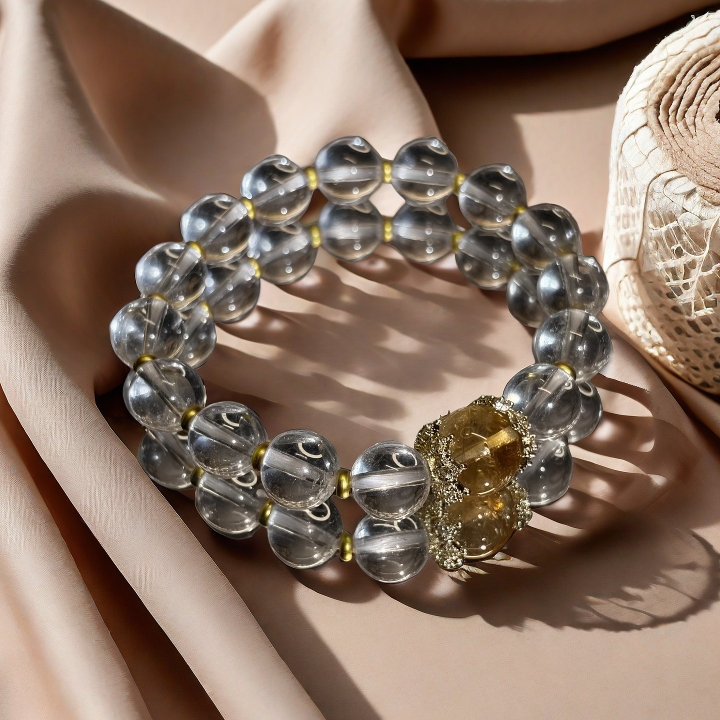 Golden Rutilated Quartz × Clear Quartz | Prosperity & Amplification Bracelet