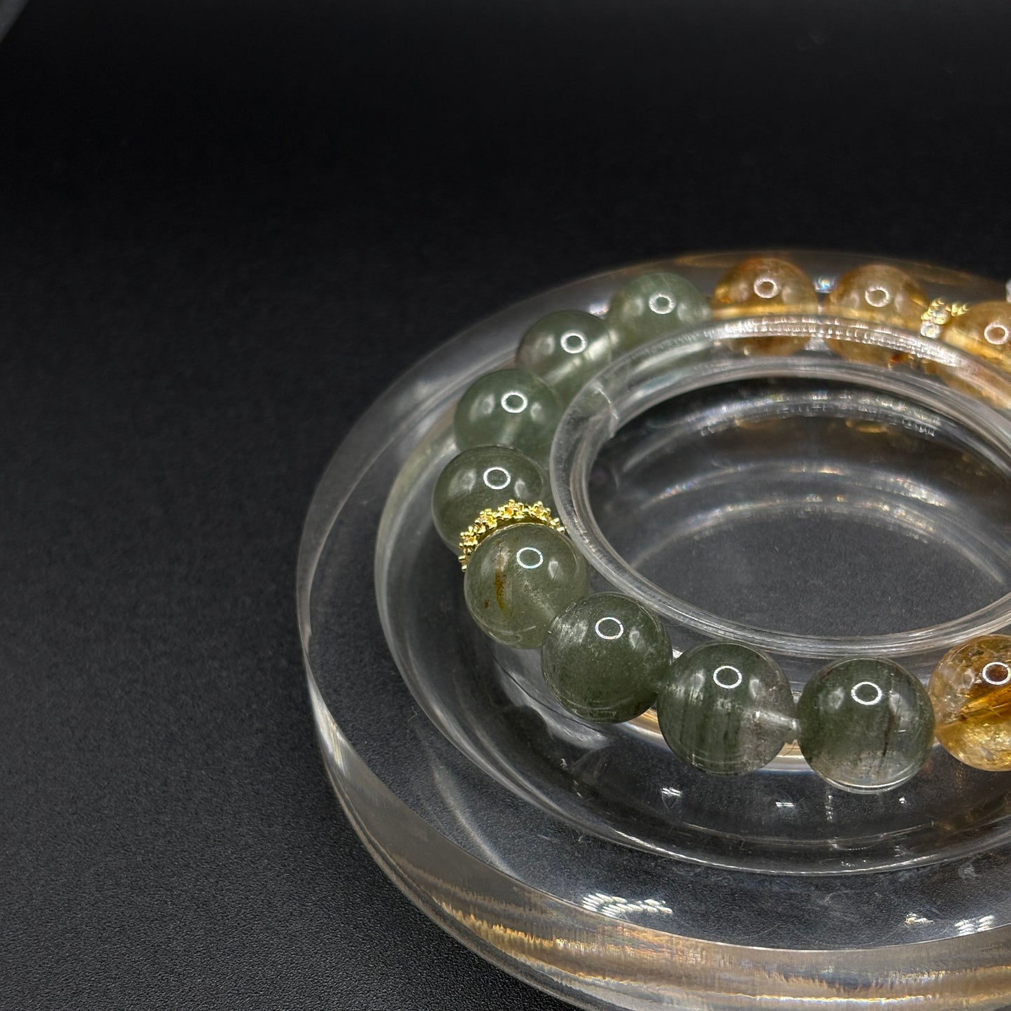 Golden Rutilated Quartz × Green Phantom Quartz | Wealth & Wellbeing Bracelet