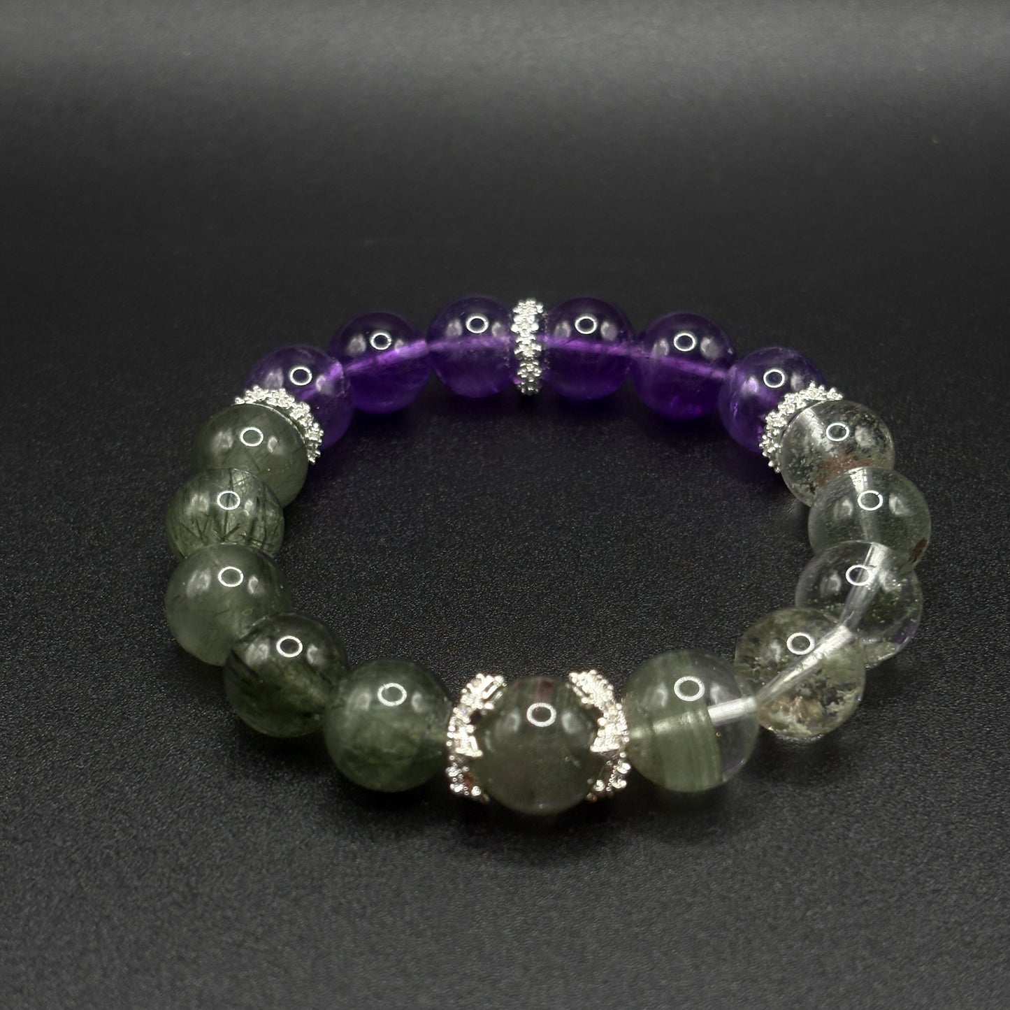 Amethyst × Green Rutilated Quartz | Clarity & Growth Bracelet