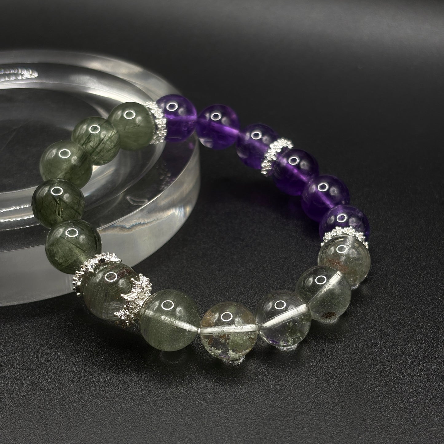 Amethyst × Green Rutilated Quartz | Clarity & Growth Bracelet