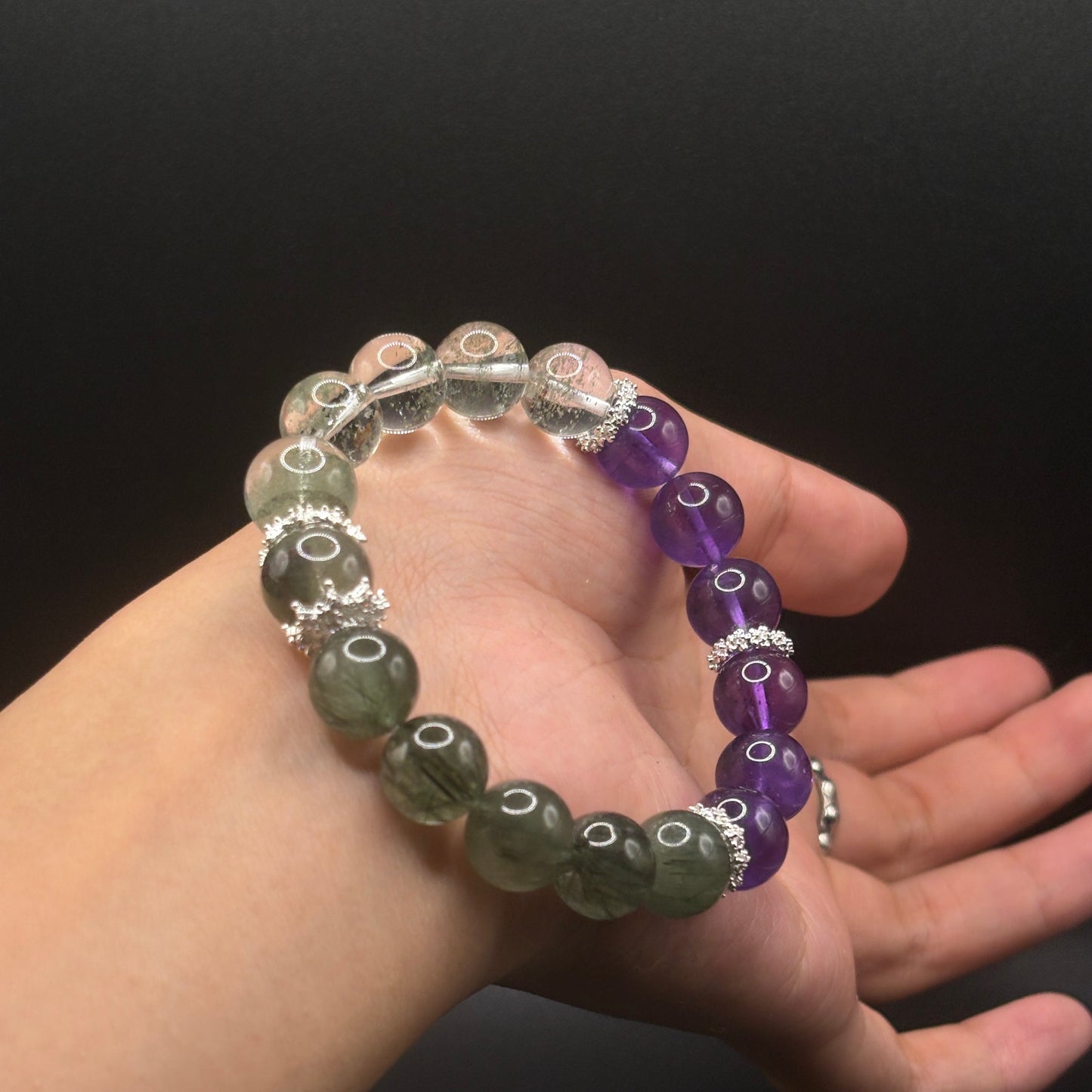 Amethyst × Green Rutilated Quartz | Clarity & Growth Bracelet