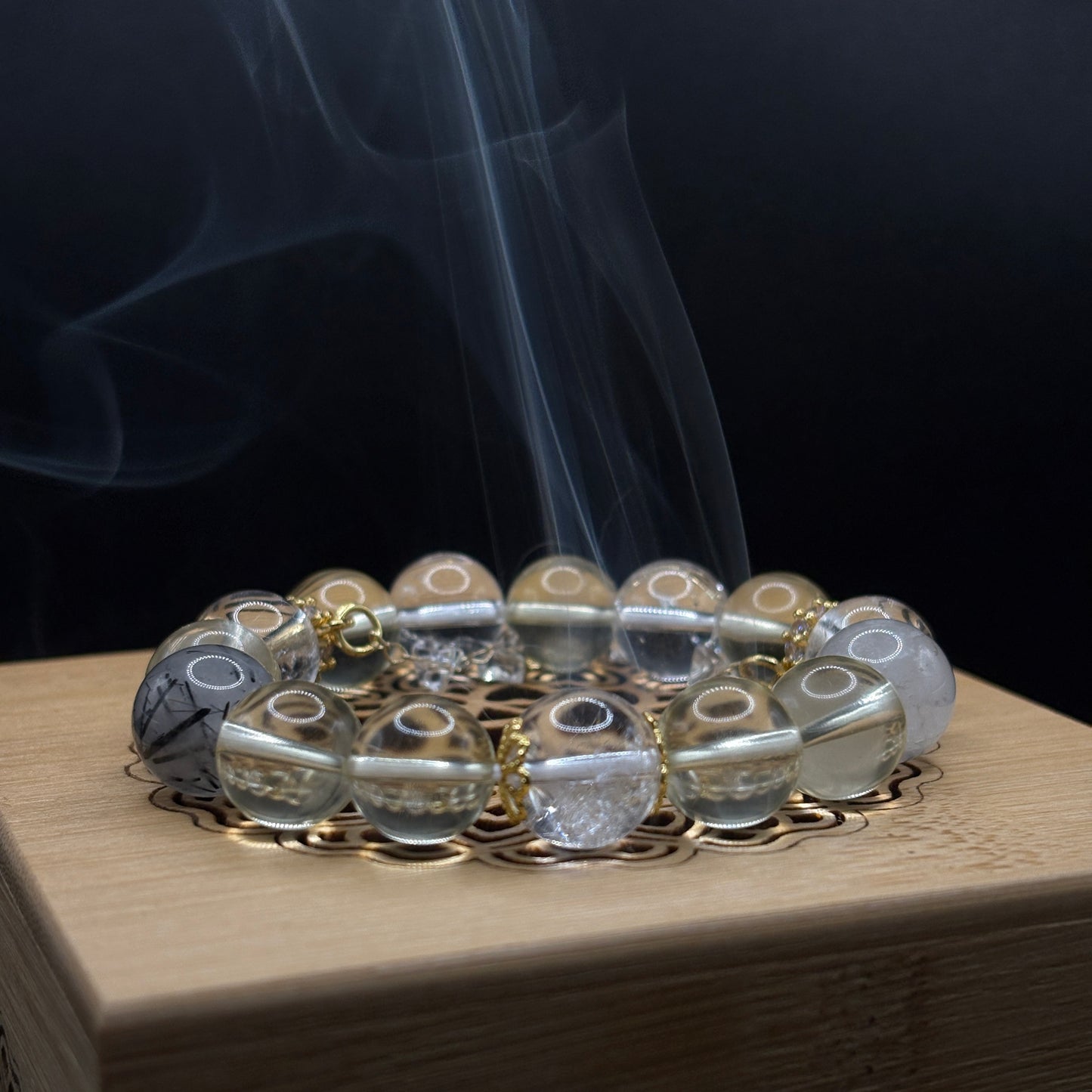 Citrine × White Azeztulite × Black Rutilated Quartz | Power & Ascension Bracelet