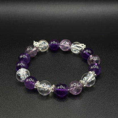Himalayan Clear Quartz × Amethyst × Amethyst Azeztulite | Calm Sleep & Focus Bracelet