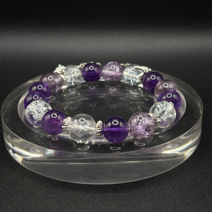 Himalayan Clear Quartz × Amethyst × Amethyst Azeztulite | Calm Sleep & Focus Bracelet