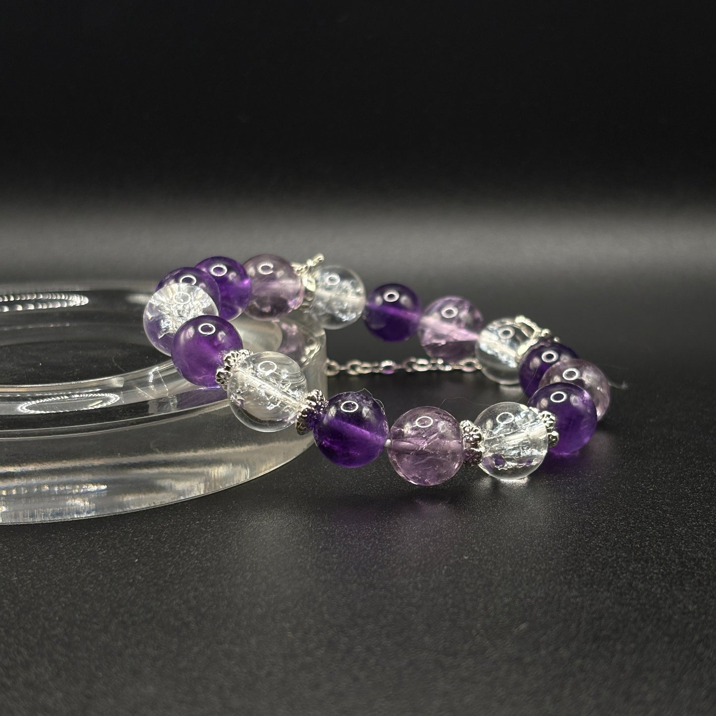 Himalayan Clear Quartz × Amethyst × Amethyst Azeztulite | Calm Sleep & Focus Bracelet