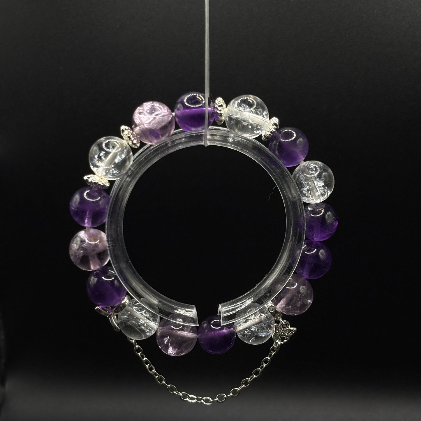 Himalayan Clear Quartz × Amethyst × Amethyst Azeztulite | Calm Sleep & Focus Bracelet
