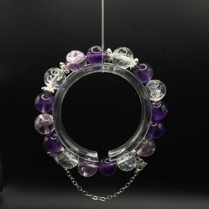 Himalayan Clear Quartz × Amethyst × Amethyst Azeztulite | Calm Sleep & Focus Bracelet
