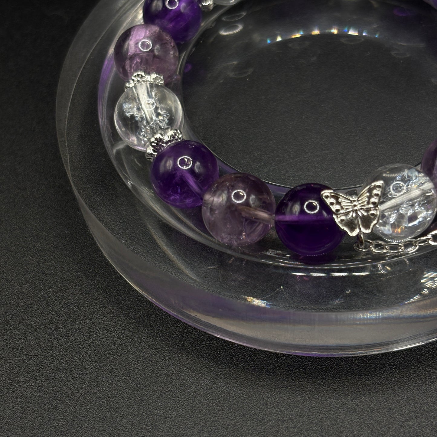 Himalayan Clear Quartz × Amethyst × Amethyst Azeztulite | Calm Sleep & Focus Bracelet