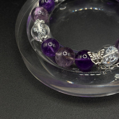 Himalayan Clear Quartz × Amethyst × Amethyst Azeztulite | Calm Sleep & Focus Bracelet