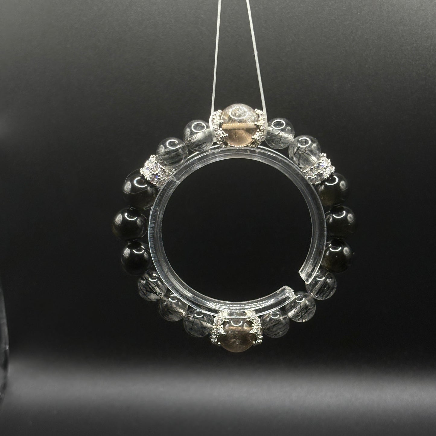 Smoky Quartz × Golden Obsidian × Black Rutilated Quartz | Triple Protection Bracelet