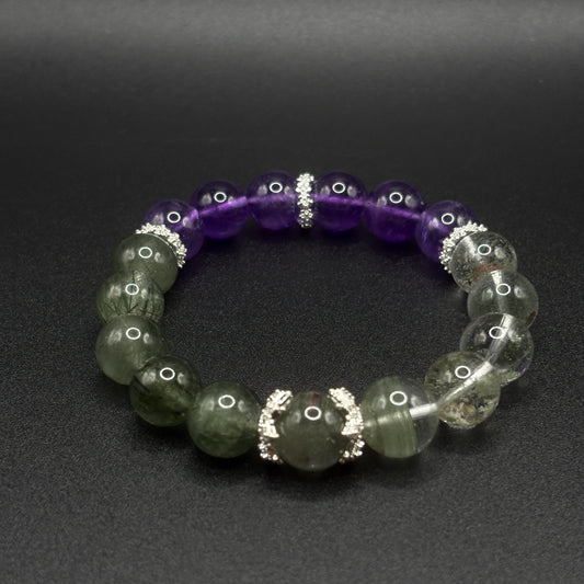 Amethyst × Green Rutilated Quartz | Clarity & Growth Bracelet