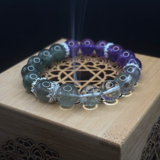 Amethyst × Green Rutilated Quartz | Clarity & Growth Bracelet