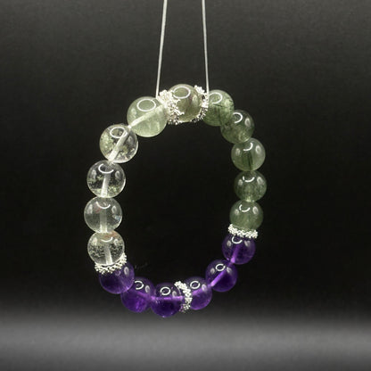 Amethyst × Green Rutilated Quartz | Clarity & Growth Bracelet